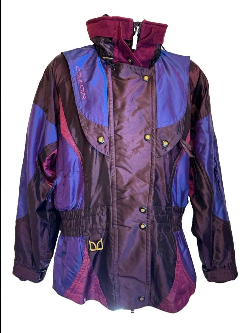 Vintage Couloir Ski Jacket Women’s M Purple Iridescent Colorblock Snow Hooded